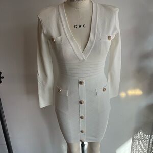 Elegant White Button-Down Dress